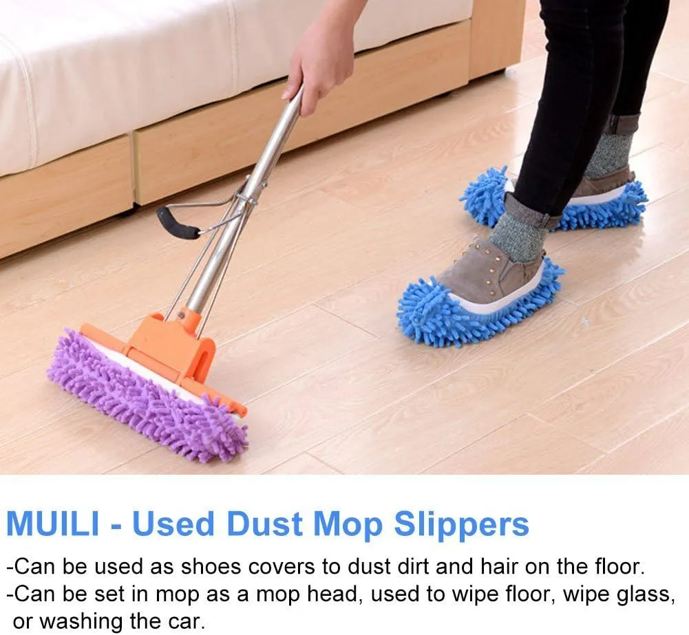 Washable Dust Mop - Multi-Function Dust Duster Mop Slippers Shoes Cover Soft Washable Reusable 1 Pc