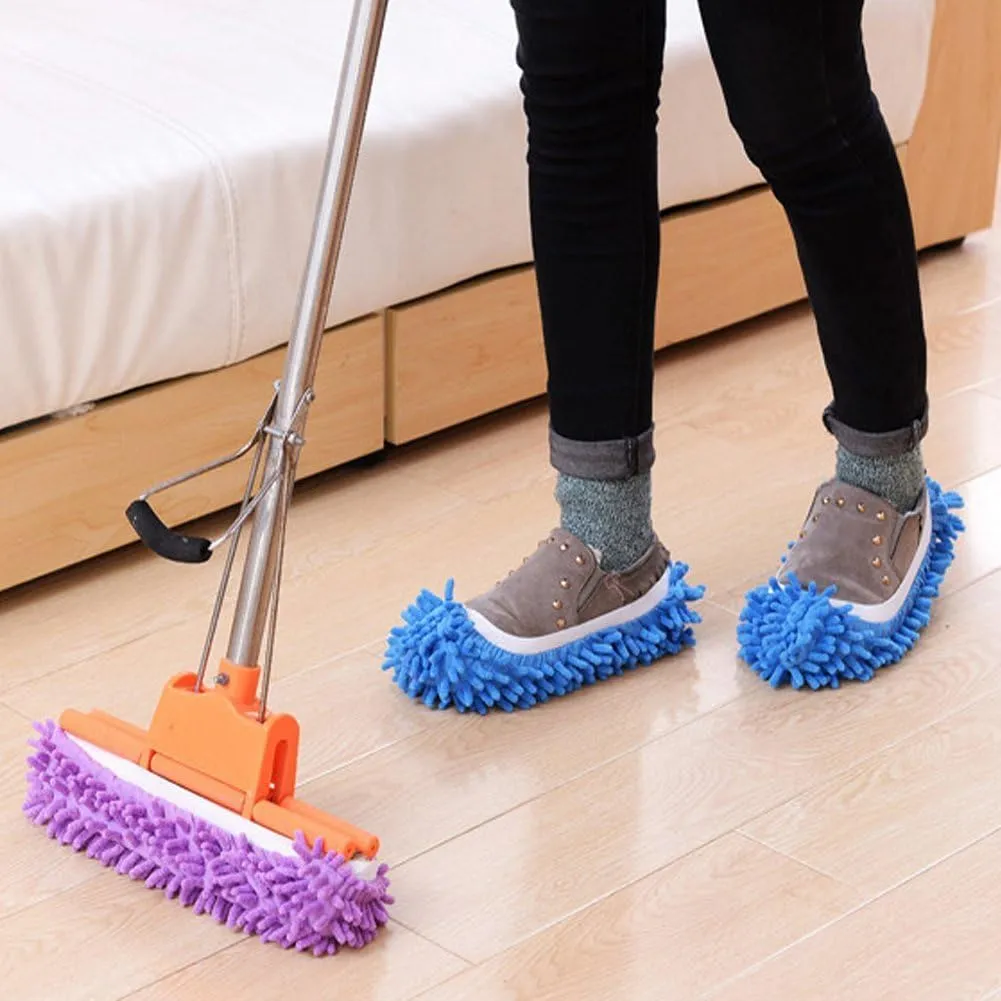 Washable Dust Mop - Multi-Function Dust Duster Mop Slippers Shoes Cover Soft Washable Reusable 1 Pc