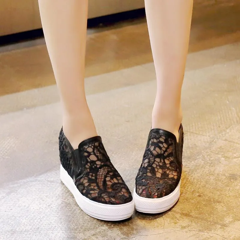 Woman's Leisure Thick-soled Loafers Platform Wedge Shoes