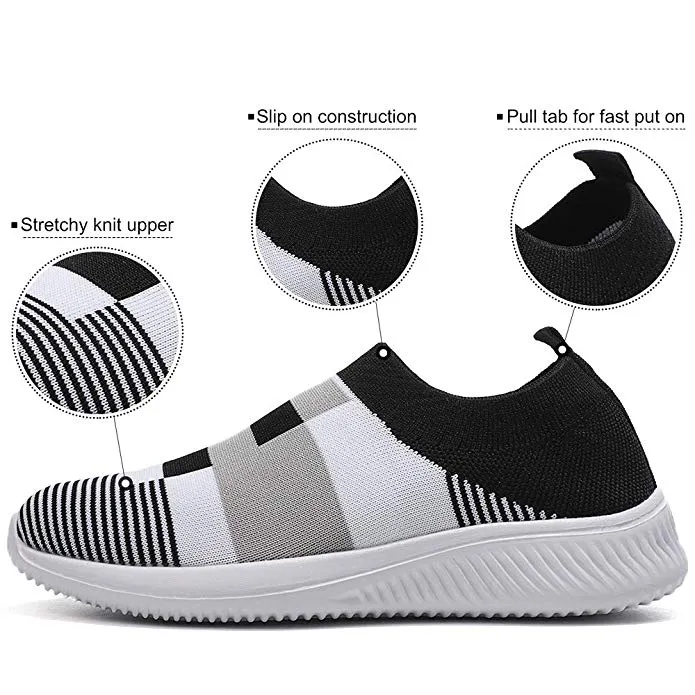 Women 2020 Knitted Striped Flat Sneakers