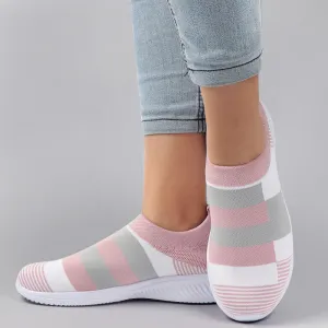 Women 2020 Knitted Striped Flat Sneakers