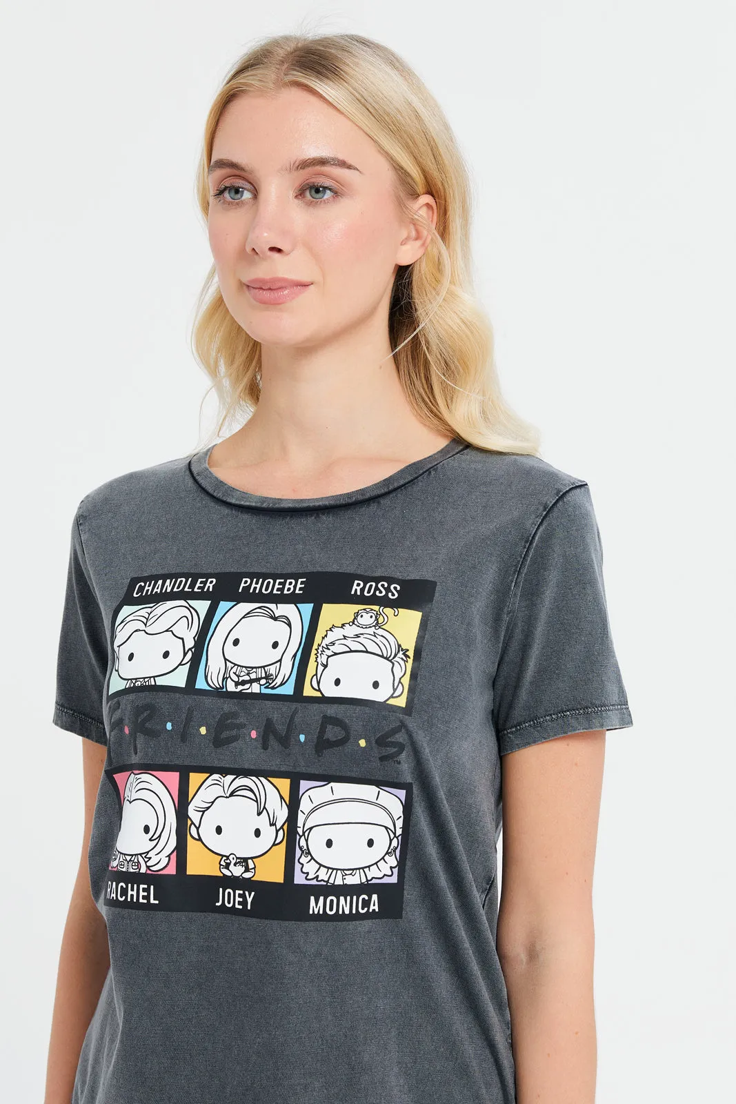 Women Charcoal Friends Printed T-Shirt