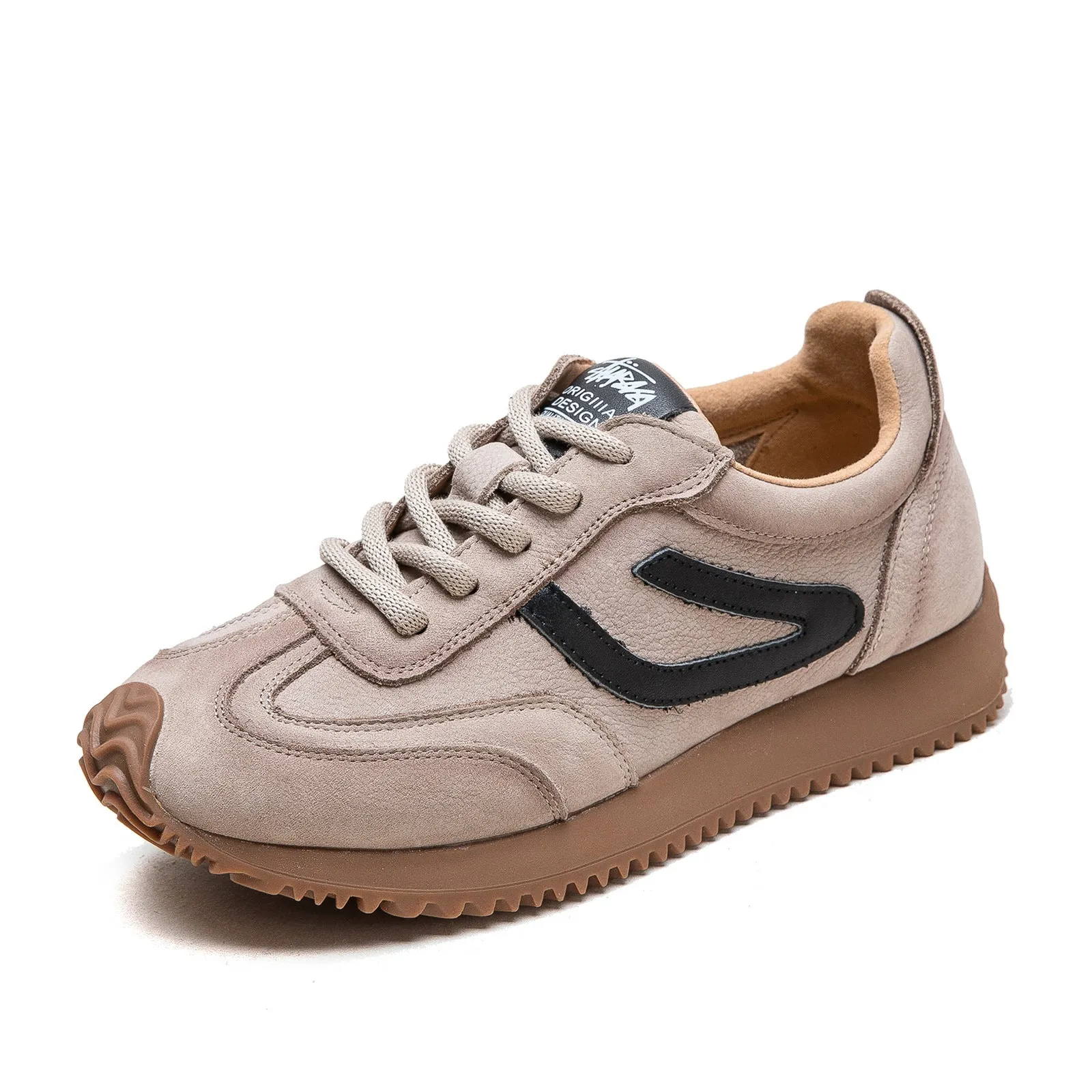 Women Fashion Cowhide Casual Training Sneakers