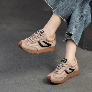 Women Fashion Cowhide Casual Training Sneakers