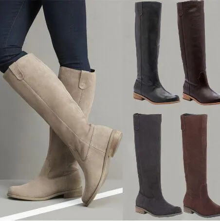 Women's chunky heel fashion solid knee high boots