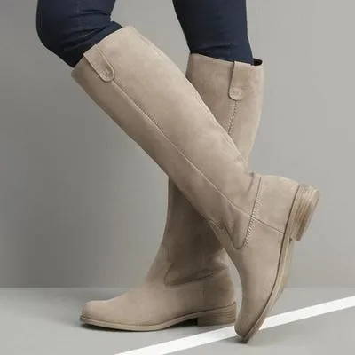 Women's chunky heel fashion solid knee high boots