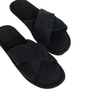 Women's Cross Strap Slipper,Black