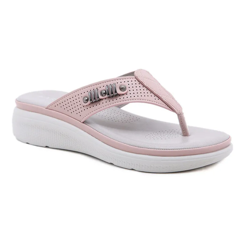 Women's Shoes Comfortable Wedge Heel Velcro Metal Slippers - Women's shoes