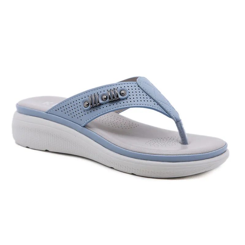 Women's Shoes Comfortable Wedge Heel Velcro Metal Slippers - Women's shoes